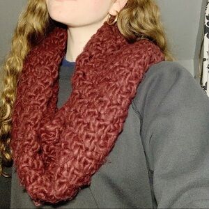 Francescas Burgundy Chunky Knit Infinity Scarf